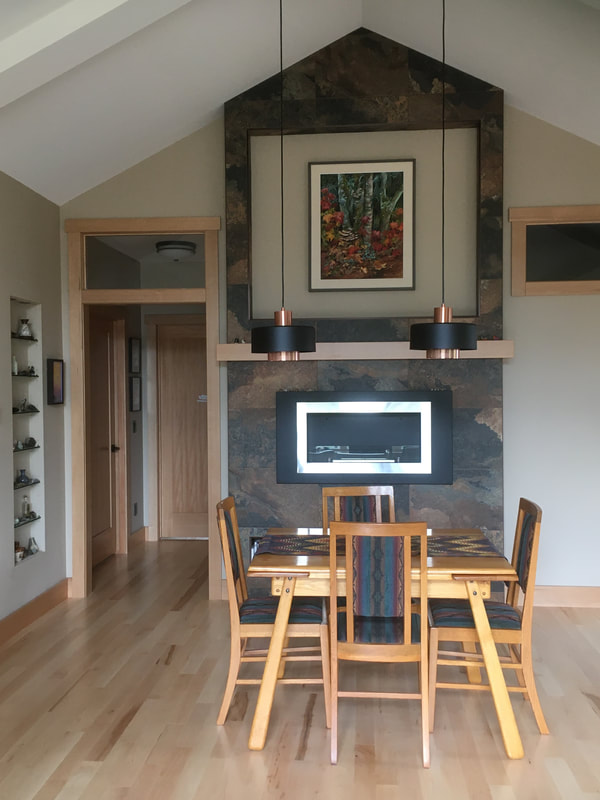 tiled Bio Flame fireplace